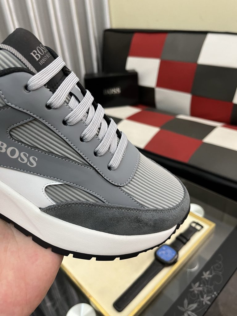 HUGO BOSS メンズスニーカー 4色展開 グレー ローカット ブラックアウト ファッションスニーカー 🥾 - 画像 6