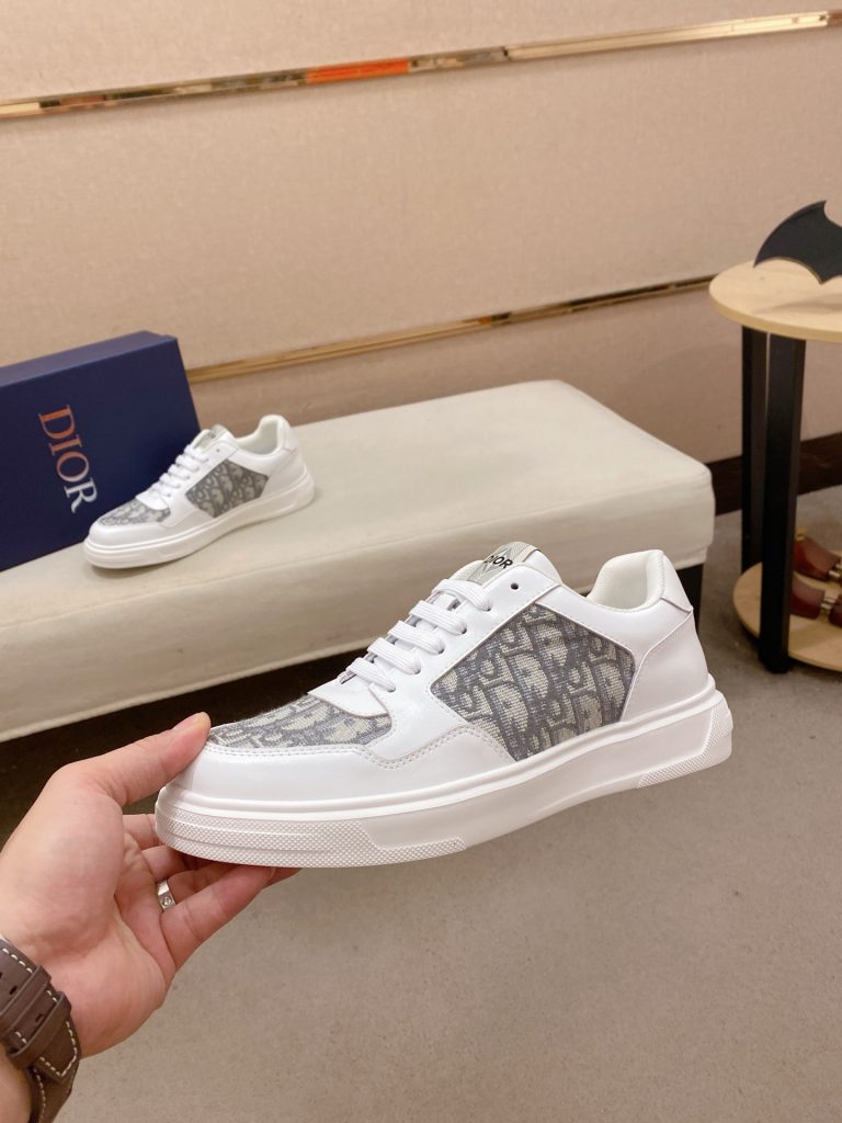 Dior メンズ スニーカー ホワイト グレー ディオール ロゴ プレート ランニングシューズ 64文字 - 画像 3