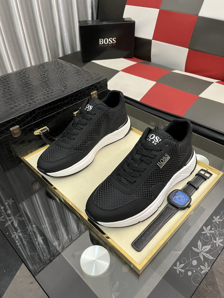 HUGO BOSS メンズ スニーカー 黒 白 メッシュ ファッション ローカット 1点 63文字 - 画像 2