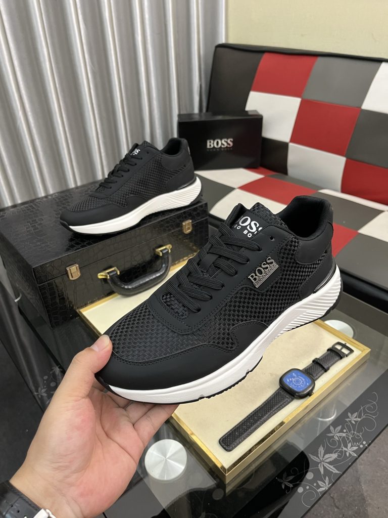HUGO BOSS メンズ スニーカー 黒 白 メッシュ ファッション ローカット 1点 63文字 - 画像 5