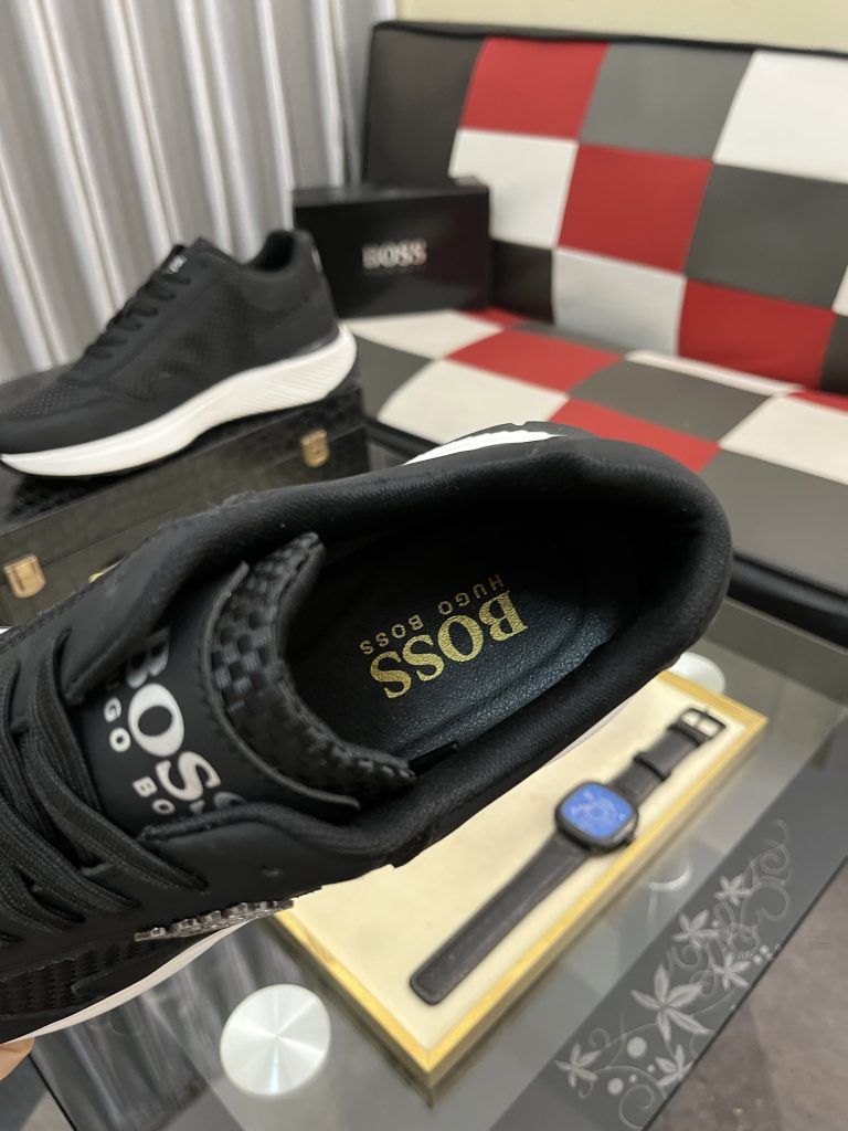 HUGO BOSS メンズ スニーカー 黒 白 メッシュ ファッション ローカット 1点 63文字 - 画像 8