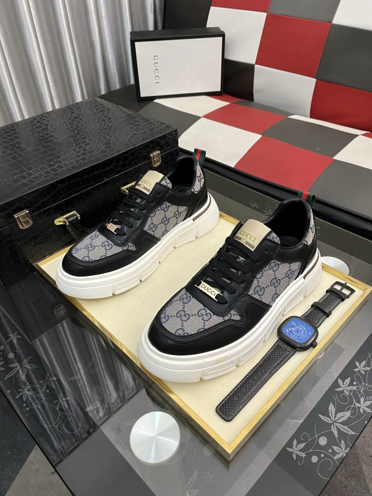 ゴヤール グッチ メンズ スニーカー 黒 ブラック ナイロン メンズシューズ 2色入 🎩 - 画像 2