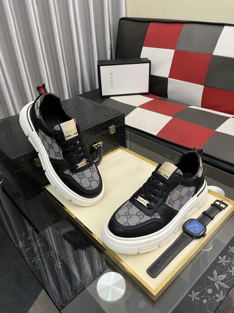 ゴヤール グッチ メンズ スニーカー 黒 ブラック ナイロン メンズシューズ 2色入 🎩 - 画像 3