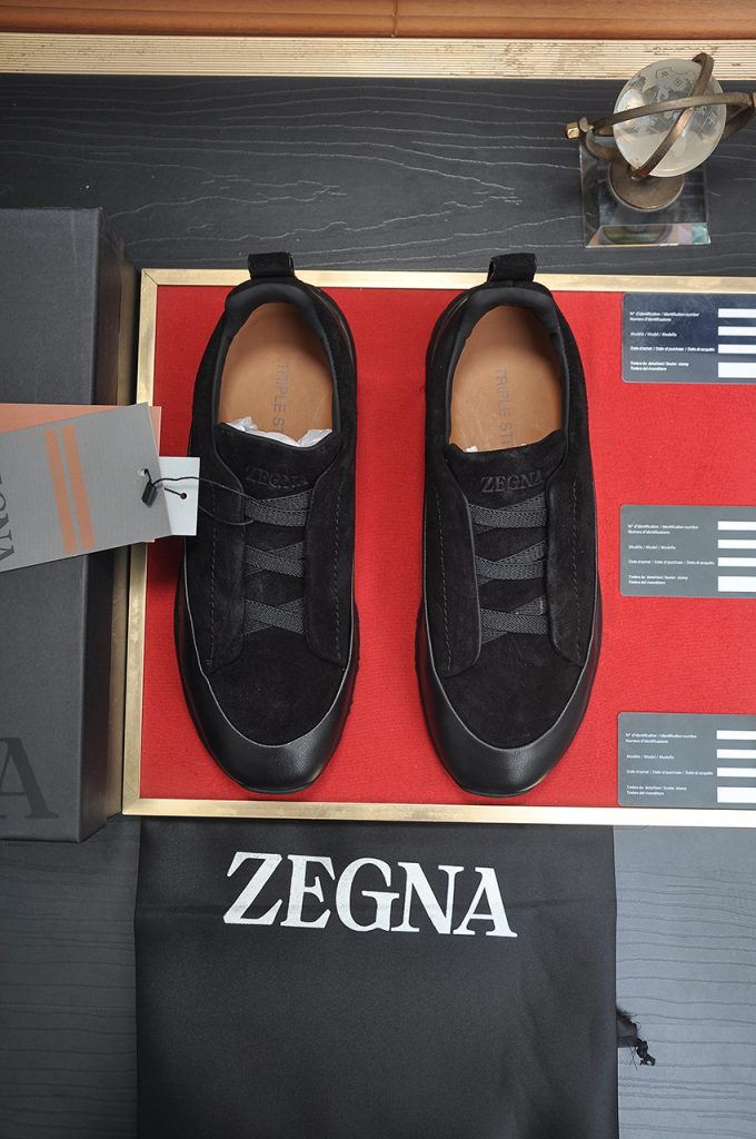 ZEGNA 男士 黑色 ローカットスニーカー ファッション ブランド 細部までこだわったデザイン 🖤 - 画像 2