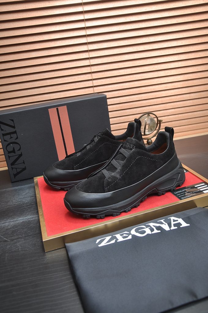 ZEGNA 男士 黑色 ローカットスニーカー ファッション ブランド 細部までこだわったデザイン 🖤 - 画像 4