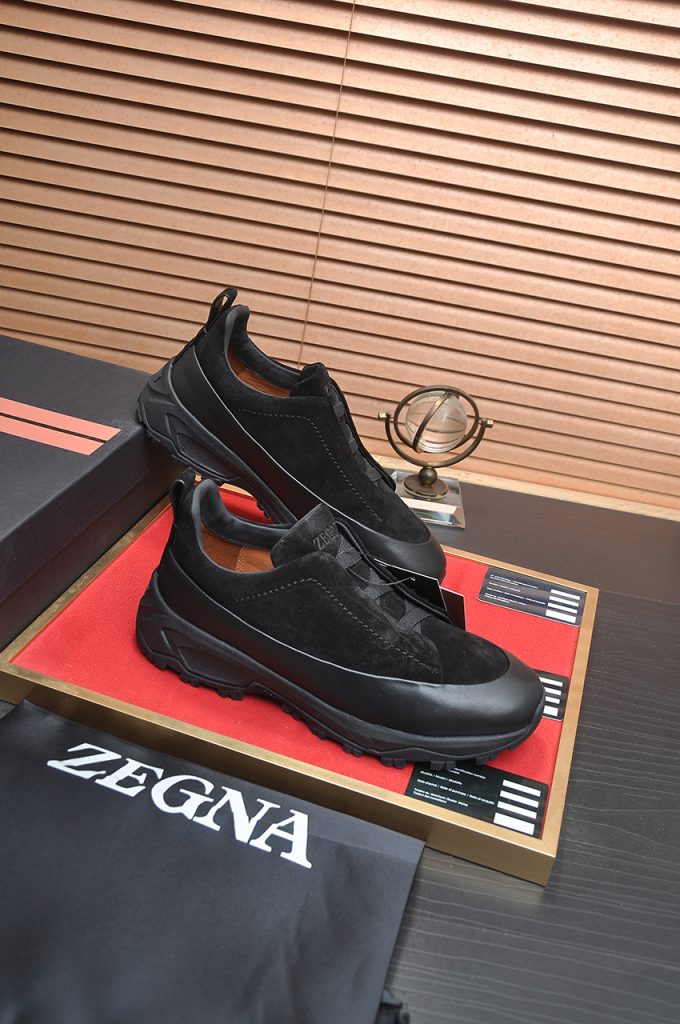 ZEGNA 男士 黑色 ローカットスニーカー ファッション ブランド 細部までこだわったデザイン 🖤 - 画像 6