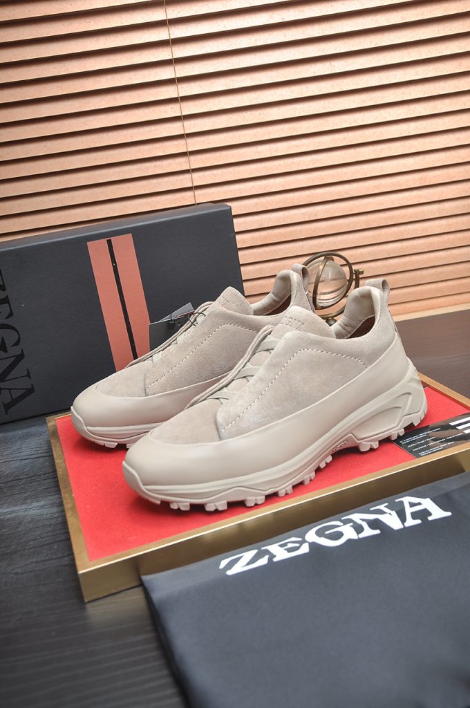 ZEGNA トレッキングシューズ メンズ サイドゴア ベージュ 1色 | 軽量 防滑 通気性抜群 🌿 - 画像 4