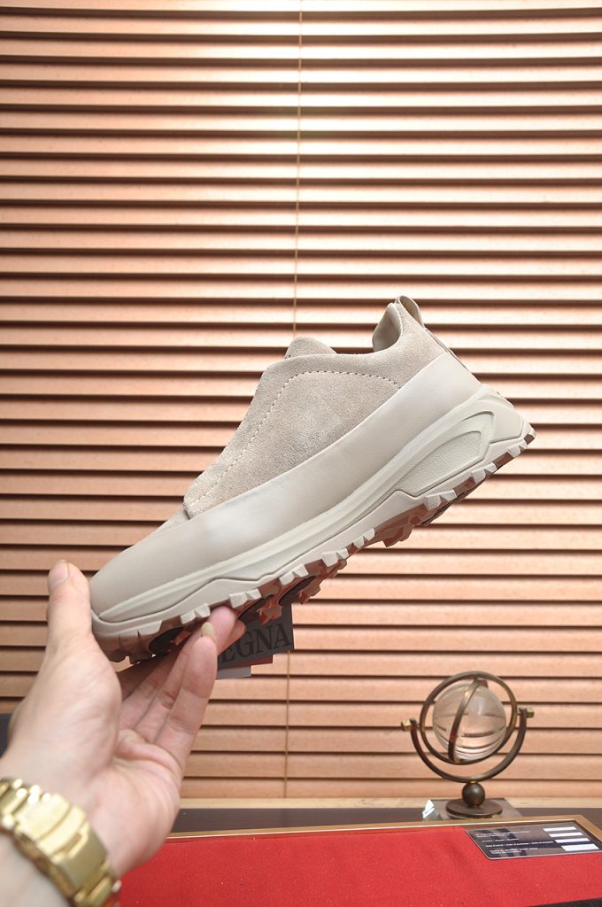 ZEGNA トレッキングシューズ メンズ サイドゴア ベージュ 1色 | 軽量 防滑 通気性抜群 🌿 - 画像 5