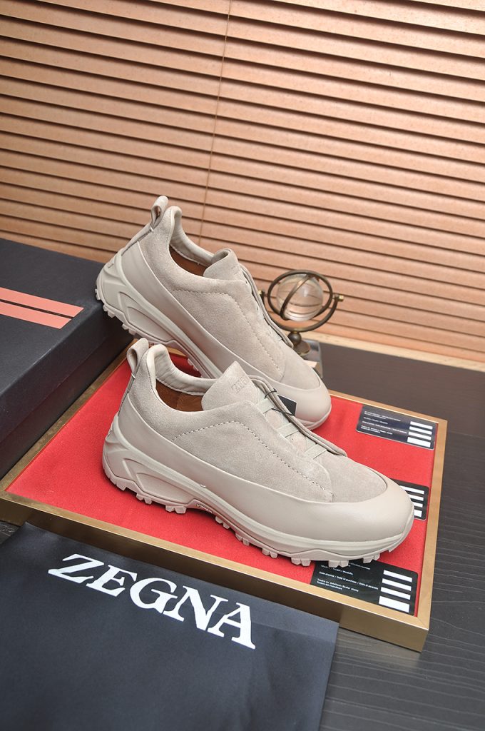 ZEGNA トレッキングシューズ メンズ サイドゴア ベージュ 1色 | 軽量 防滑 通気性抜群 🌿 - 画像 6