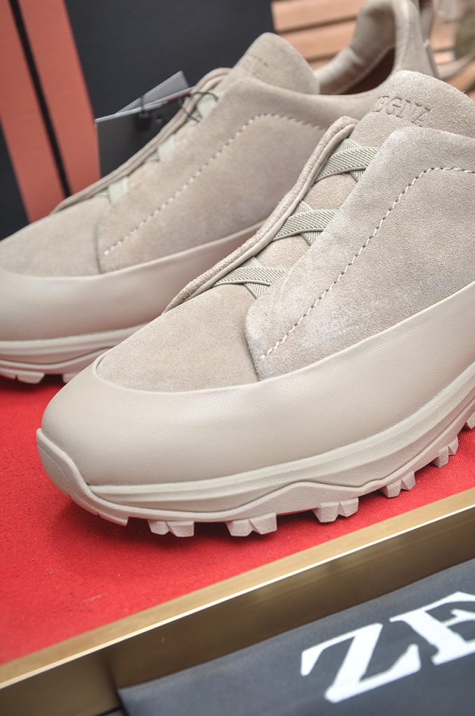 ZEGNA トレッキングシューズ メンズ サイドゴア ベージュ 1色 | 軽量 防滑 通気性抜群 🌿 - 画像 8