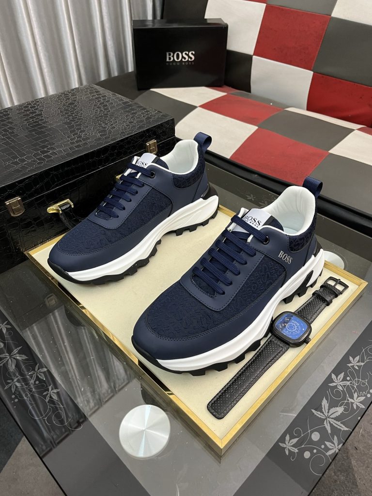 HUGO BOSS メンズ スニーカー ブルー 4色 デザイン性高い シューズ 🎩 - 画像 2