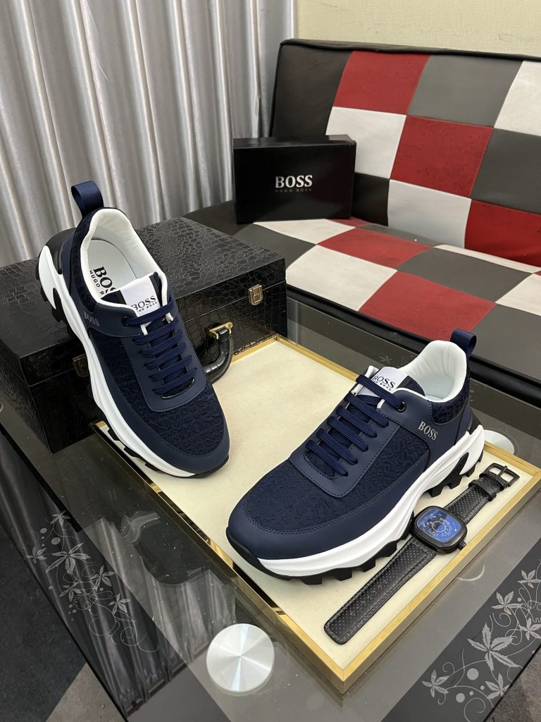 HUGO BOSS メンズ スニーカー ブルー 4色 デザイン性高い シューズ 🎩 - 画像 3