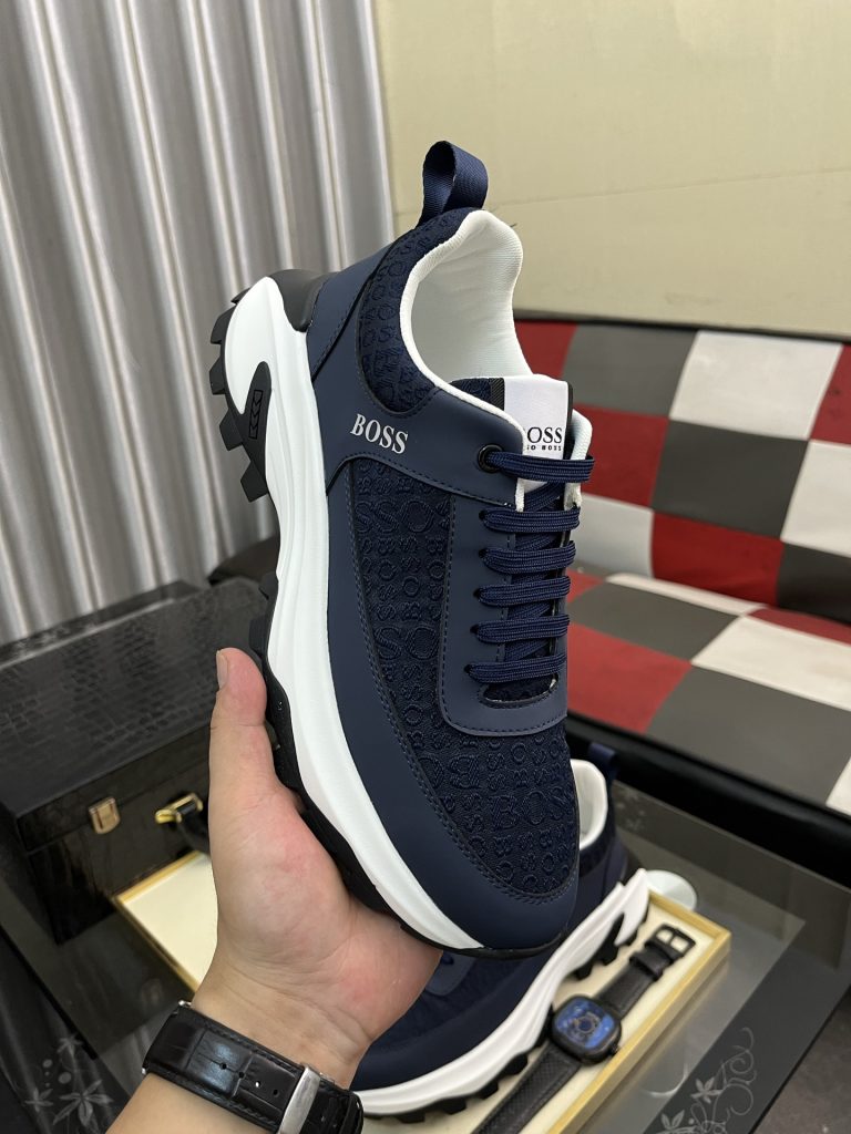 HUGO BOSS メンズ スニーカー ブルー 4色 デザイン性高い シューズ 🎩 - 画像 4
