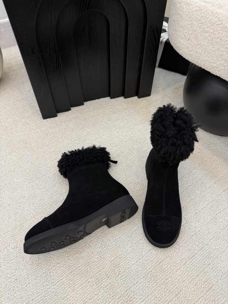 シャネル レディース ブーツ 黒 ファー付き 4色 デザイン シンプル 保温性抜群 ০০২৫৯ 🧢 - 画像 5