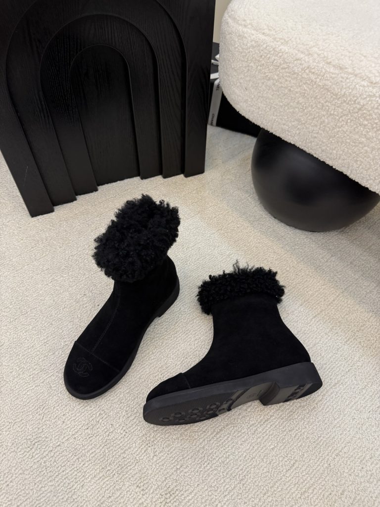 シャネル レディース ブーツ 黒 ファー付き 4色 デザイン シンプル 保温性抜群 ০০২৫৯ 🧢 - 画像 7