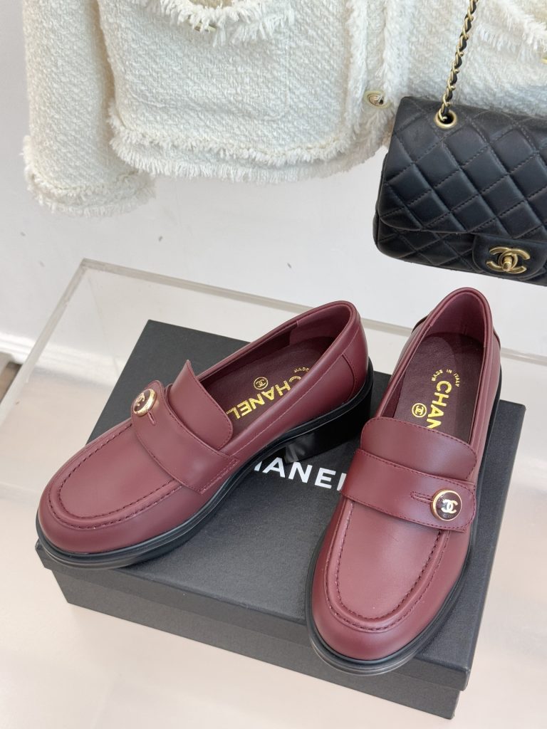 シャネル レディース ローファー レッド 本革 6cmヒール ファッション シューズ 🎩 - 画像 2