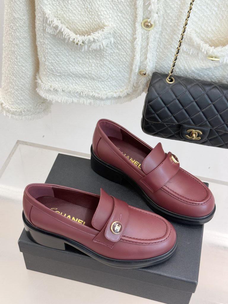 シャネル レディース ローファー レッド 本革 6cmヒール ファッション シューズ 🎩 - 画像 3