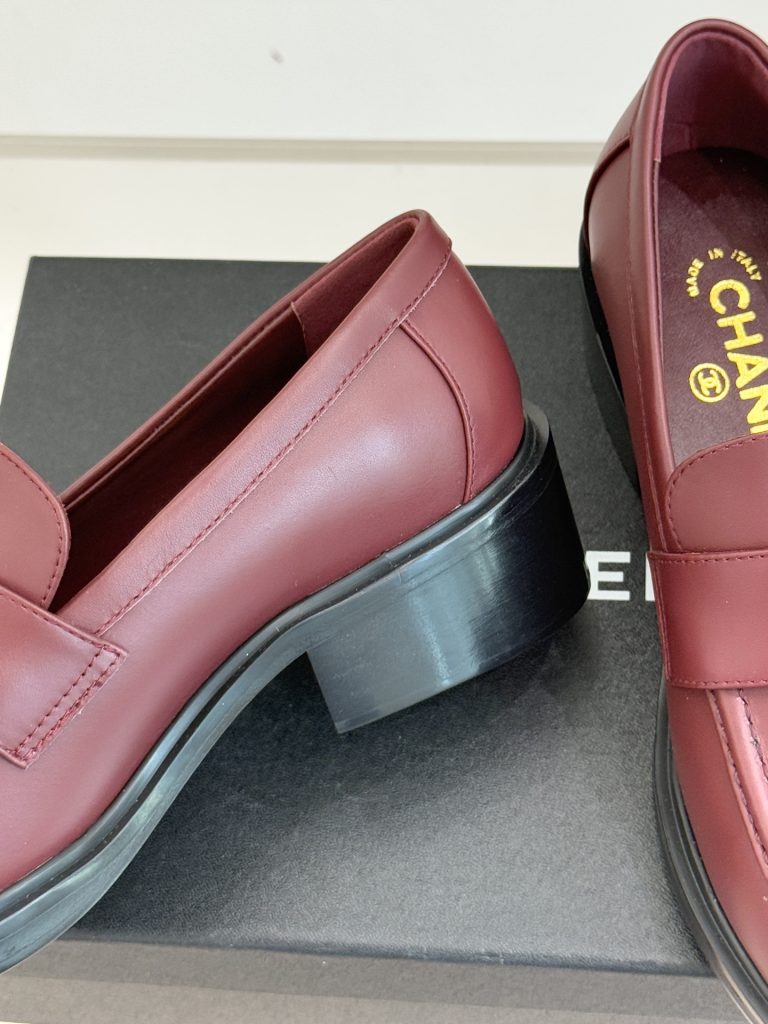 シャネル レディース ローファー レッド 本革 6cmヒール ファッション シューズ 🎩 - 画像 6