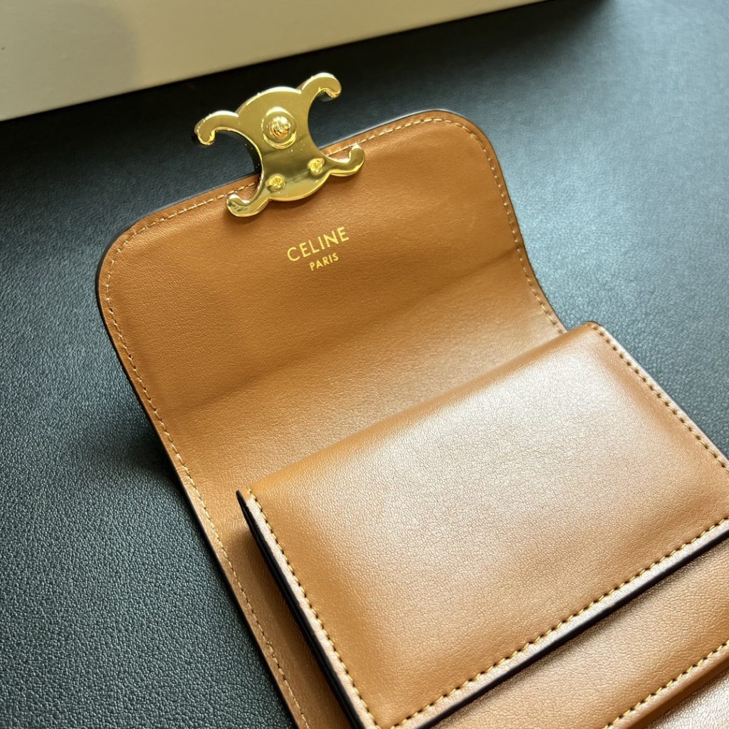 CELINE セリーヌ キャメル色 イタリア製 プリント ポーチ クラッチ ウォレット - 画像 5