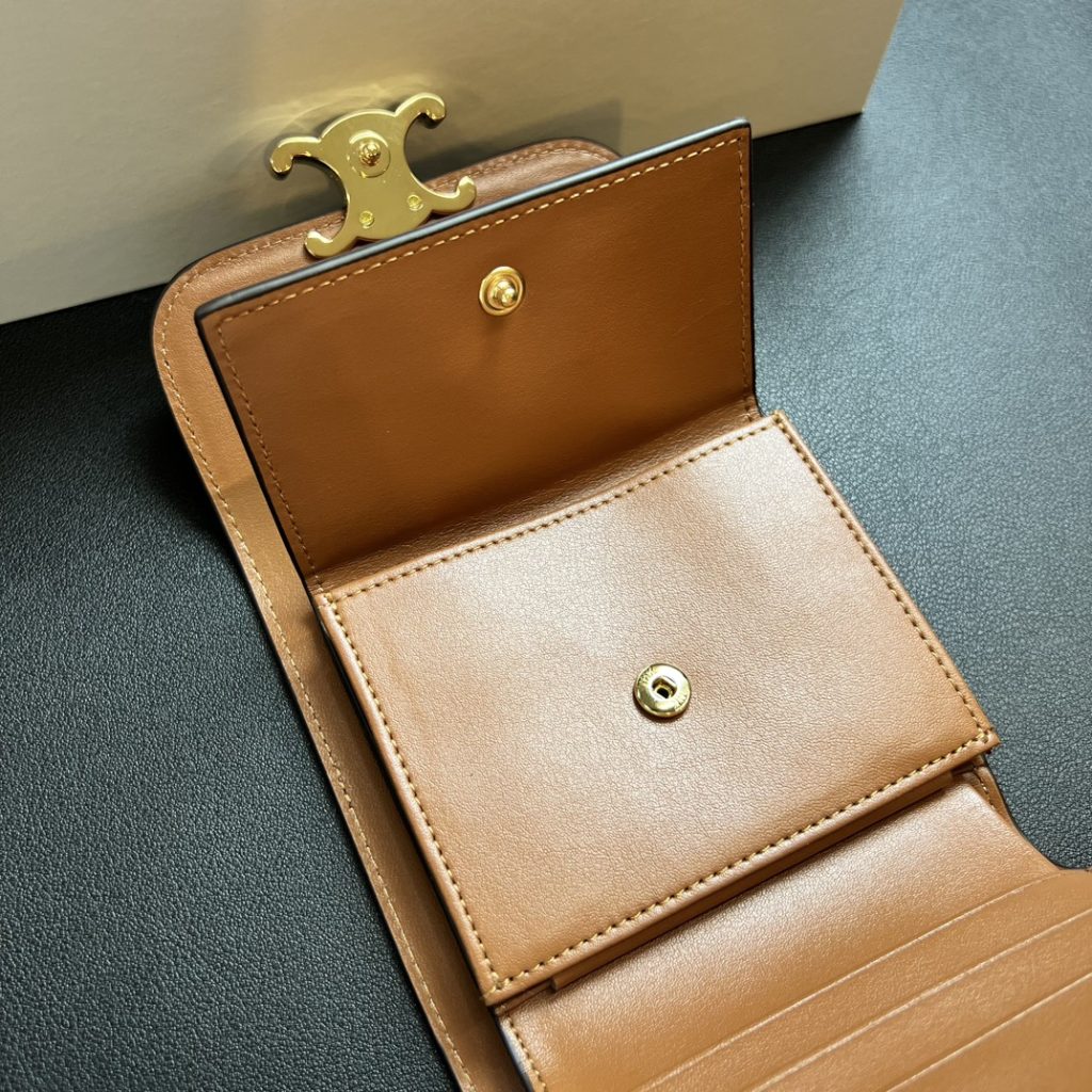 CELINE セリーヌ キャメル色 イタリア製 プリント ポーチ クラッチ ウォレット - 画像 7