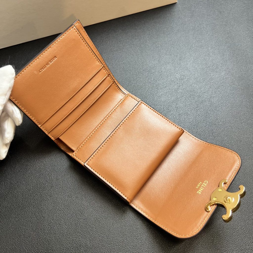 CELINE セリーヌ キャメル色 イタリア製 プリント ポーチ クラッチ ウォレット - 画像 8