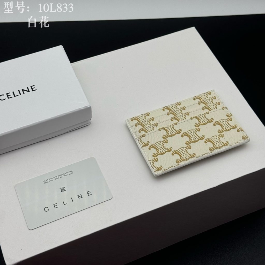 CELINE シェリーン カードケース ホワイト×ゴールド 10L833 スタンダード カードホルダー - 画像 2