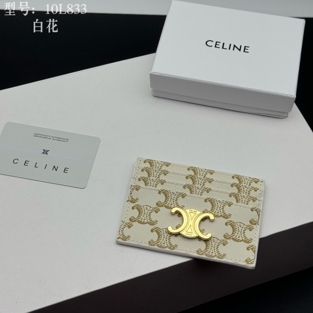 CELINE シェリーン カードケース ホワイト×ゴールド 10L833 スタンダード カードホルダー - 画像 3
