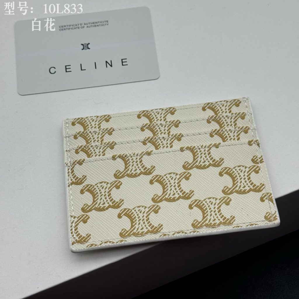 CELINE シェリーン カードケース ホワイト×ゴールド 10L833 スタンダード カードホルダー - 画像 4