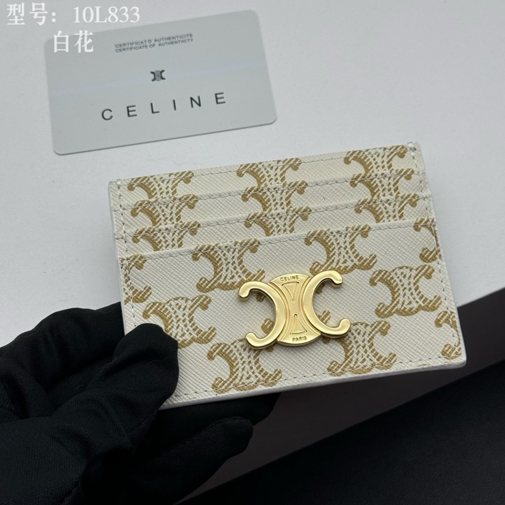 CELINE シェリーン カードケース ホワイト×ゴールド 10L833 スタンダード カードホルダー - 画像 5