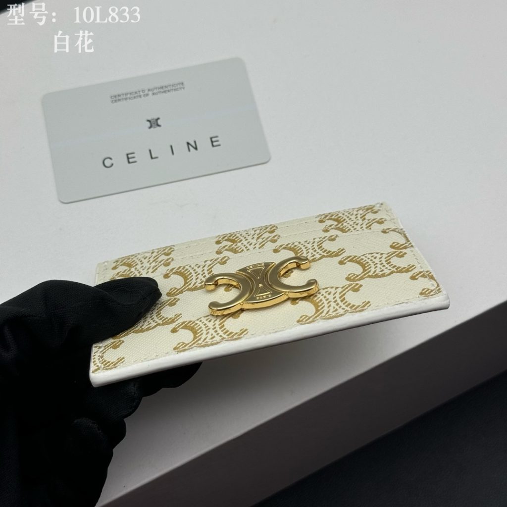 CELINE シェリーン カードケース ホワイト×ゴールド 10L833 スタンダード カードホルダー - 画像 6