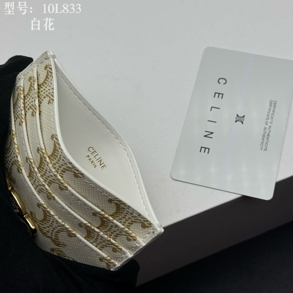 CELINE シェリーン カードケース ホワイト×ゴールド 10L833 スタンダード カードホルダー - 画像 7