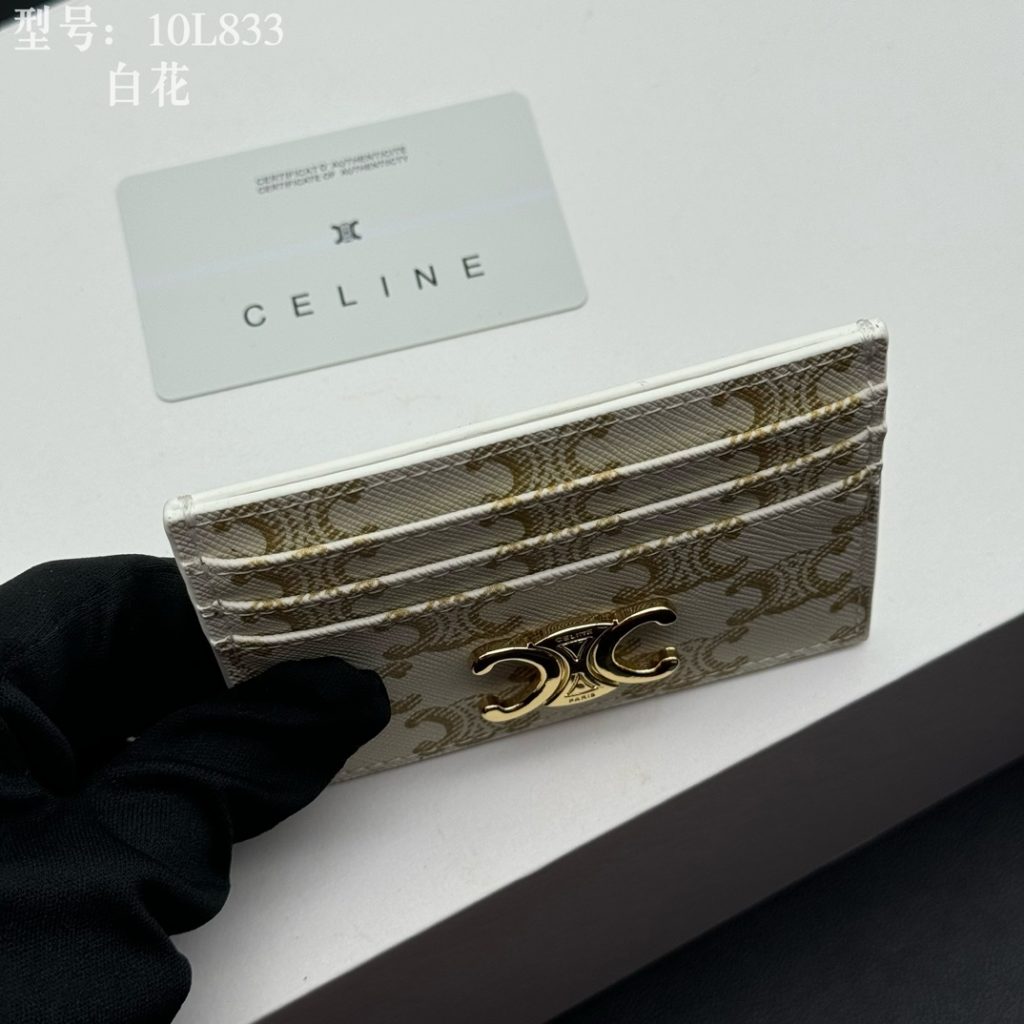 CELINE シェリーン カードケース ホワイト×ゴールド 10L833 スタンダード カードホルダー - 画像 8