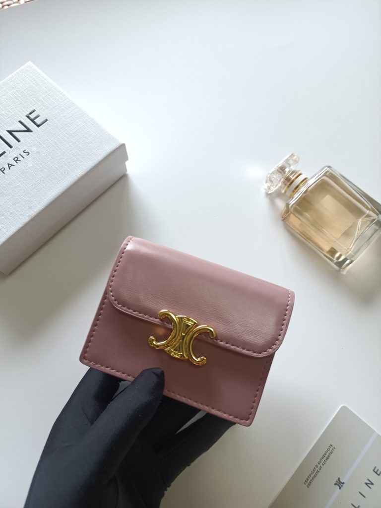 CELINE ピンク ウォレット プチウォレット 長財布 レディース ゴールド金具 - 画像 4