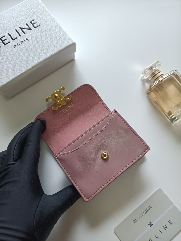 CELINE ピンク ウォレット プチウォレット 長財布 レディース ゴールド金具 - 画像 5