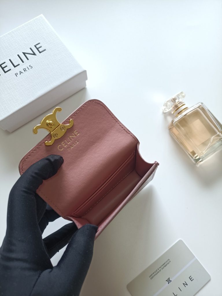 CELINE ピンク ウォレット プチウォレット 長財布 レディース ゴールド金具 - 画像 6