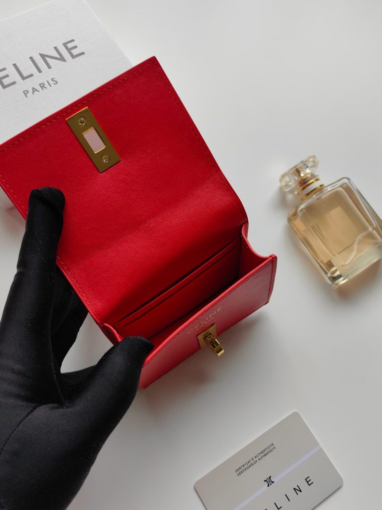 CELINE レッド サイフ 長財布 レディース ゴールド留め 固定式 1枚入れ 2枚折り 1つ折り財布 1色入 - 画像 5