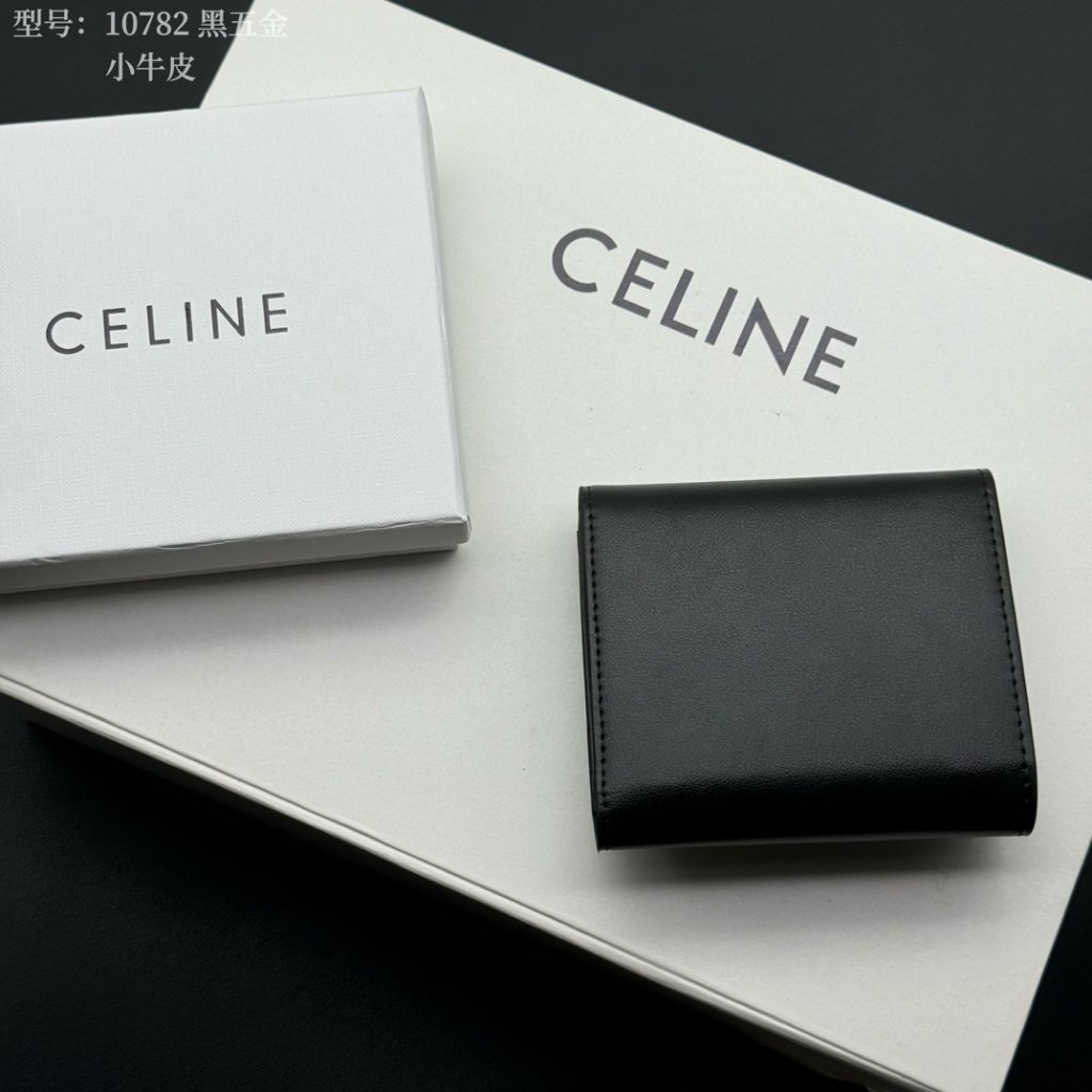 CELINE 10782 黒 ミニウォレット ブラック 小牛革 シマーファスナー 1色入 - 画像 2