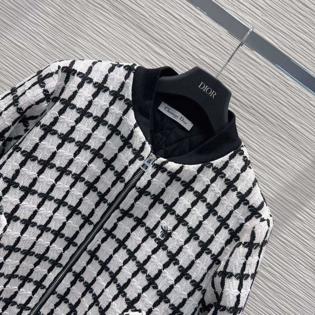 DIOR チェック バンダージャケット 2WAY ブラック/ホワイト - 画像 2