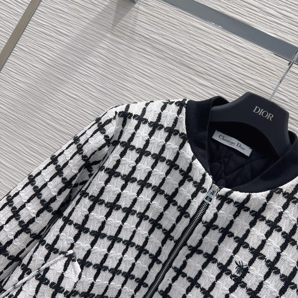 DIOR チェック バンダージャケット 2WAY ブラック/ホワイト - 画像 3