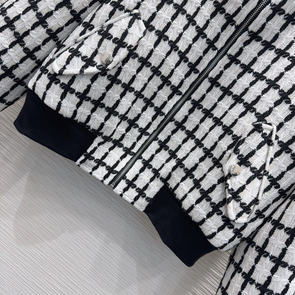 DIOR チェック バンダージャケット 2WAY ブラック/ホワイト - 画像 4