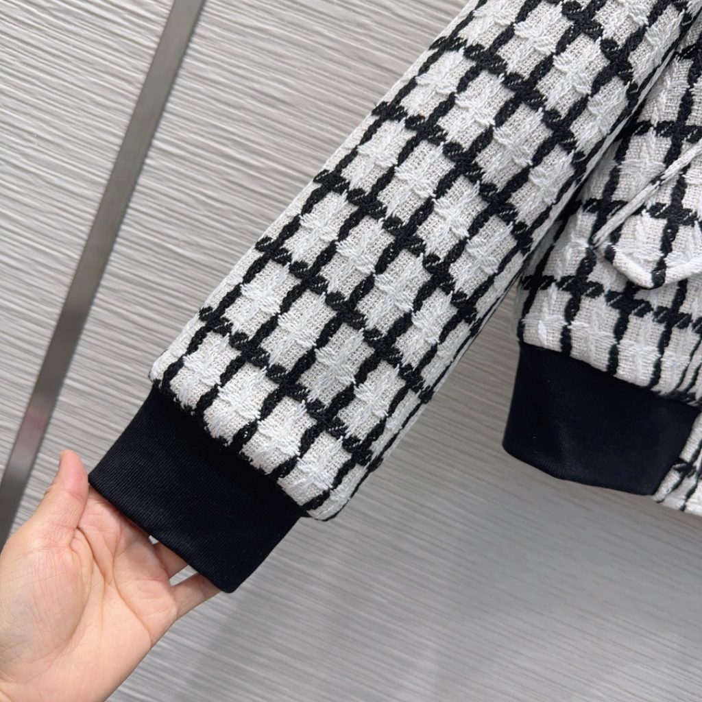 DIOR チェック バンダージャケット 2WAY ブラック/ホワイト - 画像 6