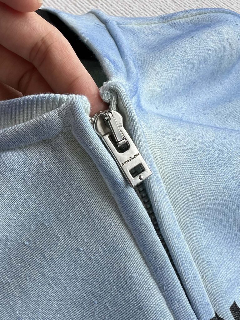 Acne Studios 1996 ロゴ フルジップジャケット 水洗加工 ブルー 100%コットン - 画像 7