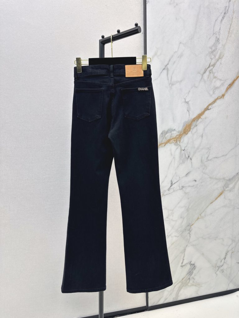 CHANEL 290 Cha家 25Ss リブ入り フレアジーンズ ブラック/ネイビー - 画像 3