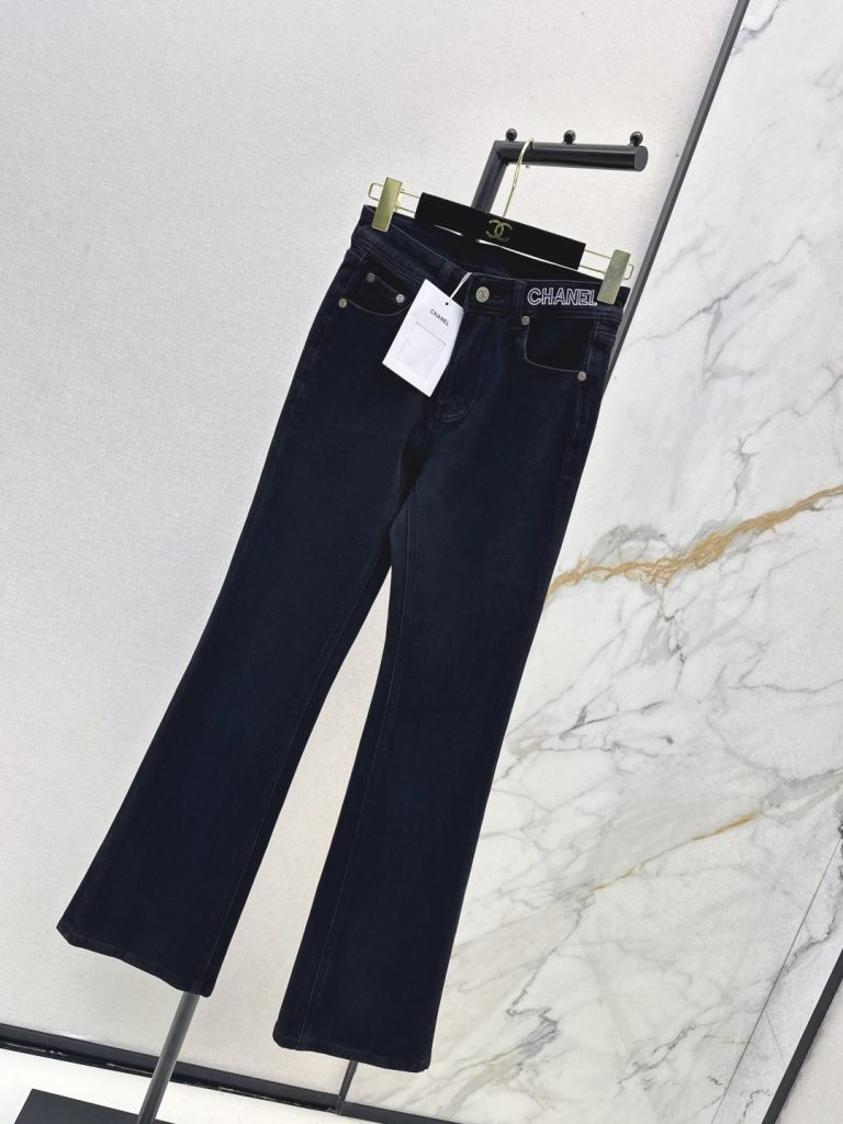 CHANEL 290 Cha家 25Ss リブ入り フレアジーンズ ブラック/ネイビー - 画像 4