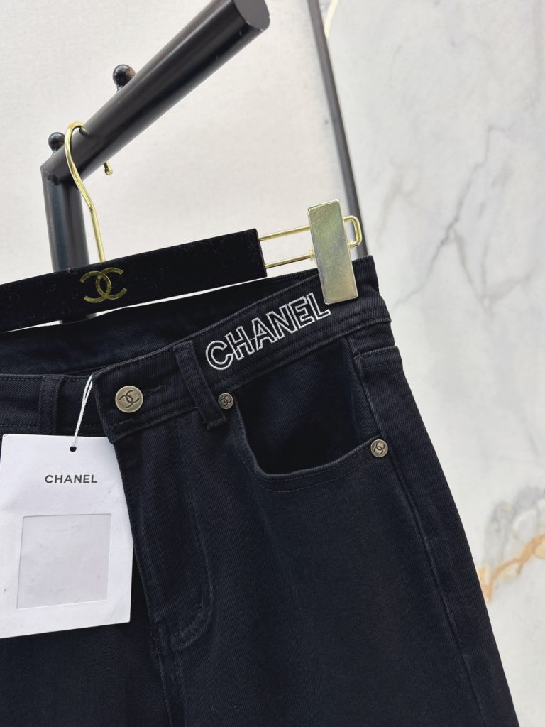 CHANEL 290 Cha家 25Ss リブ入り フレアジーンズ ブラック/ネイビー - 画像 6