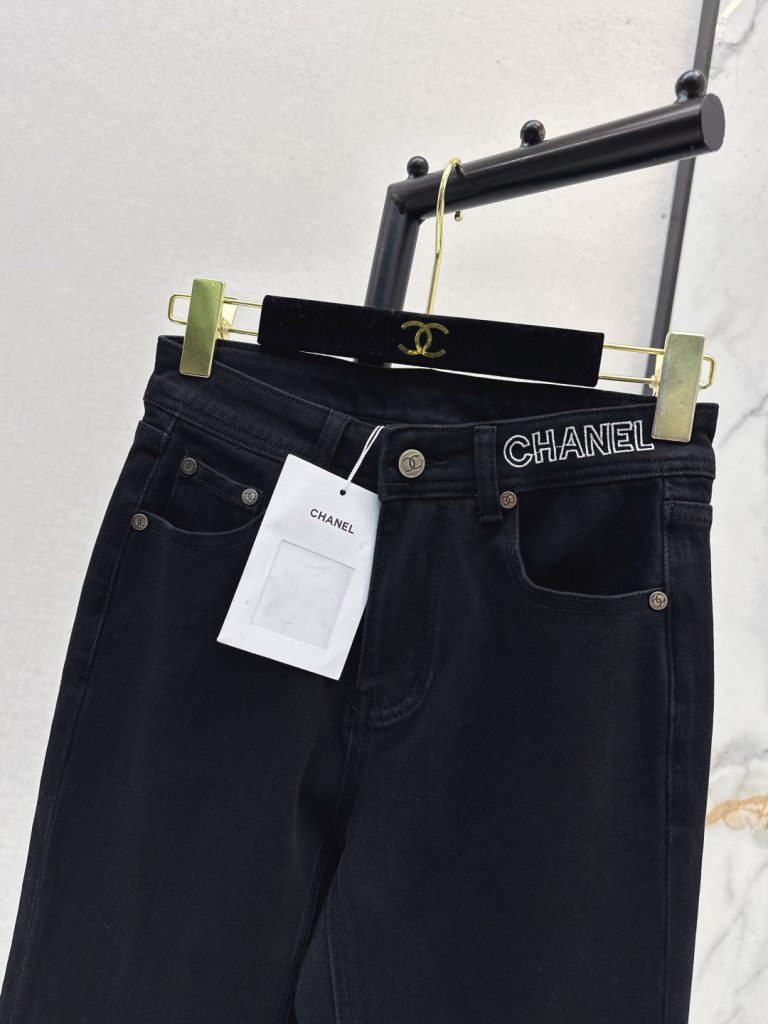 CHANEL 290 Cha家 25Ss リブ入り フレアジーンズ ブラック/ネイビー - 画像 7