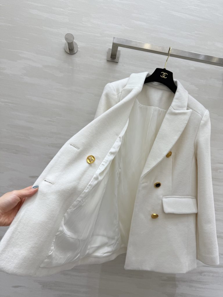 580 schiaparelli2 秋冬 新作 羊毛 ウール ファインコート ダブルブレスト ホワイト SML - 画像 6