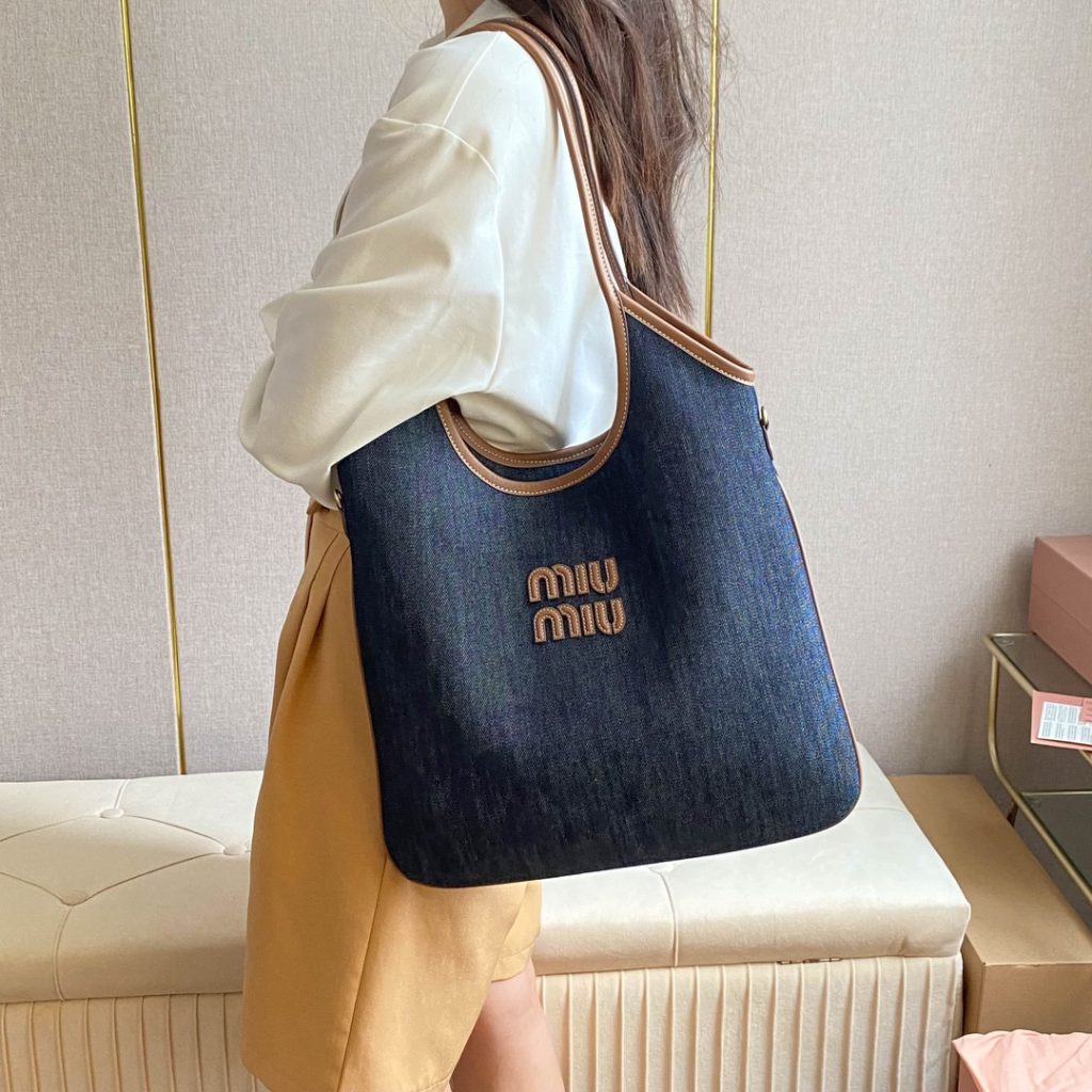 Miu Miu デニムトートバッグ|インサートタイプ|ネイビー - 画像 3