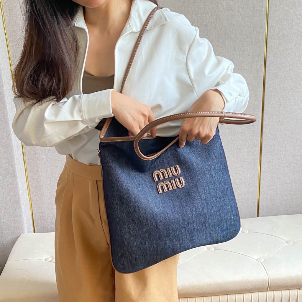 Miu Miu デニムトートバッグ|インサートタイプ|ネイビー - 画像 6