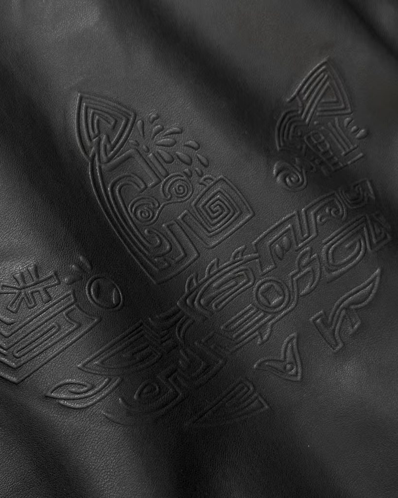 Adidas ブомバー ジャケット 3ストライプス ベルベット襟 背中エンボスロゴ 黒 レザー - 画像 6